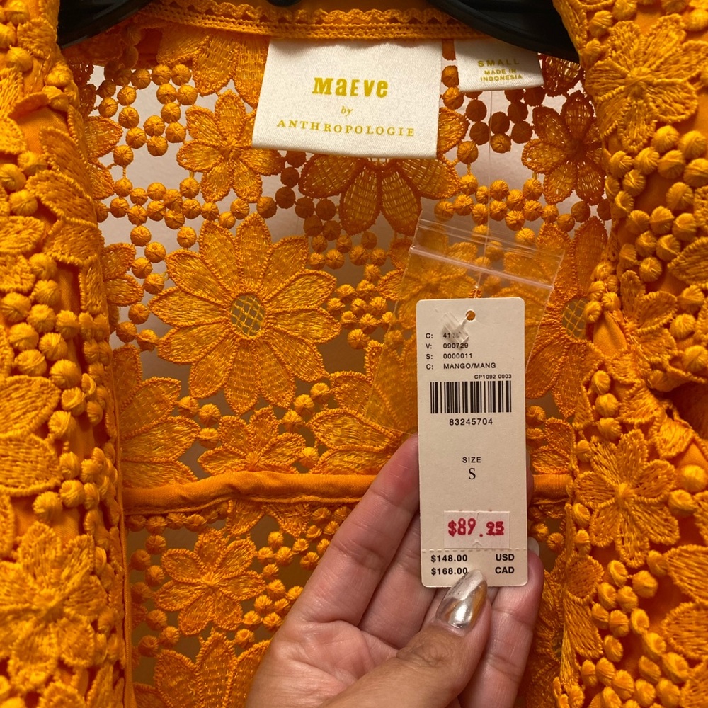 Anthropologie Maeve Sunflower Lace Top